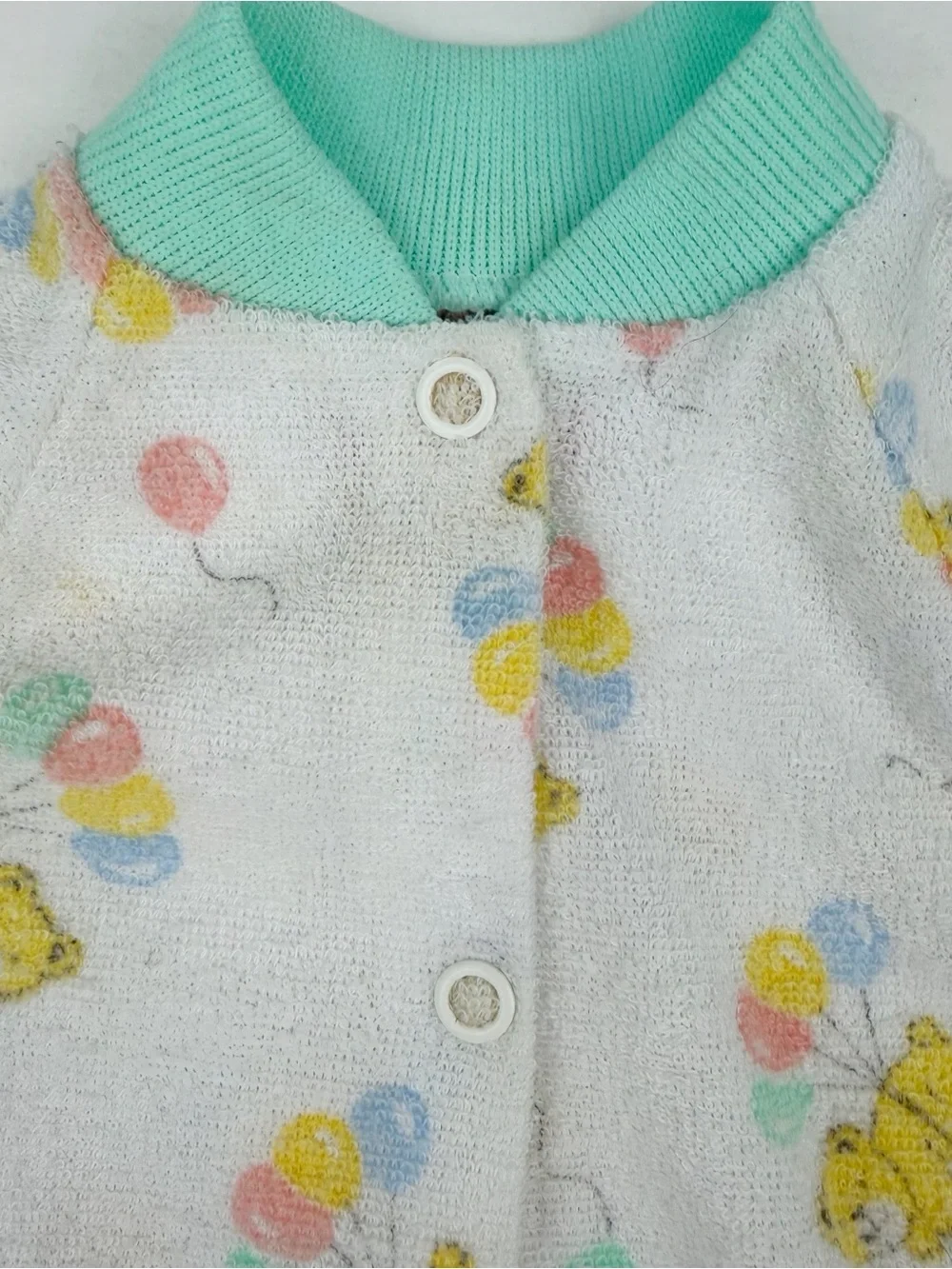 Vintage Playskool Newborn Terry Footed Sleeper Pajamas Bear Balloons USA Made